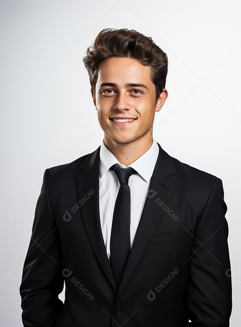 Homem de negócios feliz e usando terno empresário