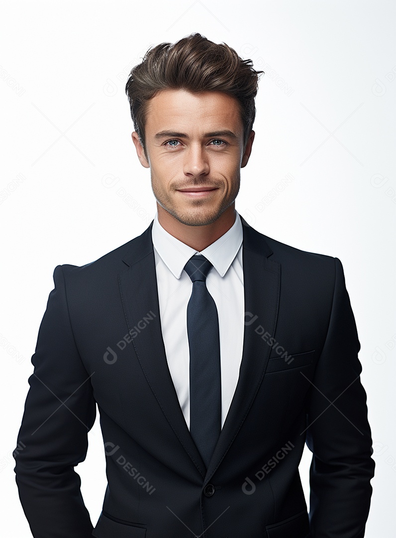 Homem de negócios feliz e usando terno