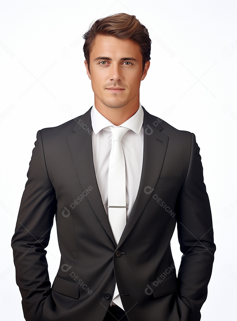 Homem de negócios feliz em um terno branco