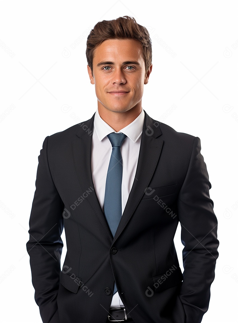 Homem de negócios feliz e usando terno