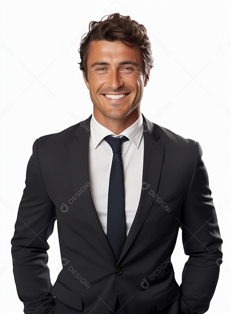 Homem de negócios feliz e usando terno