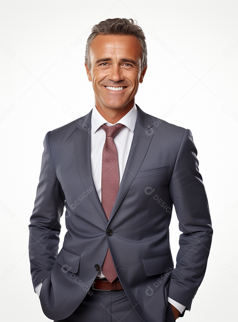 Homem de negócios feliz e usando terno