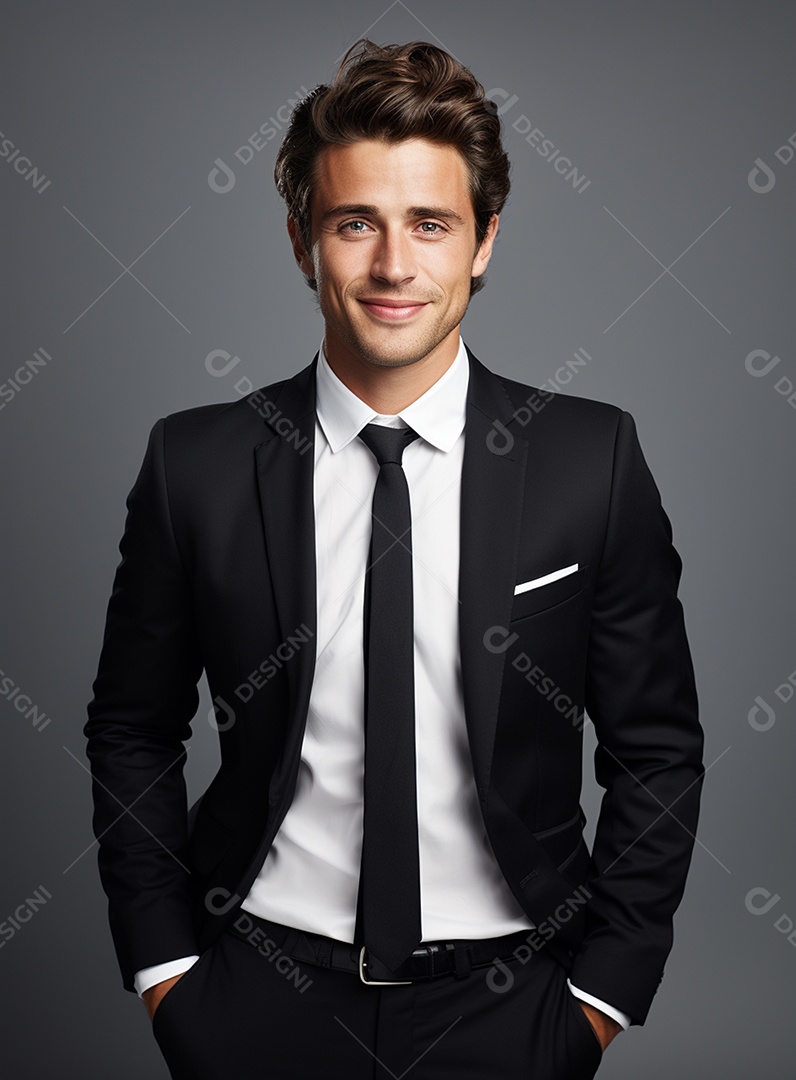 Homem de negócios feliz e usando terno