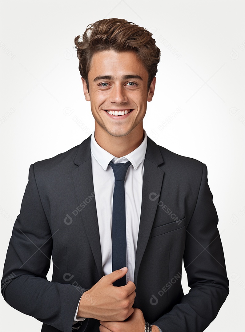 Homem de negócios feliz e usando terno