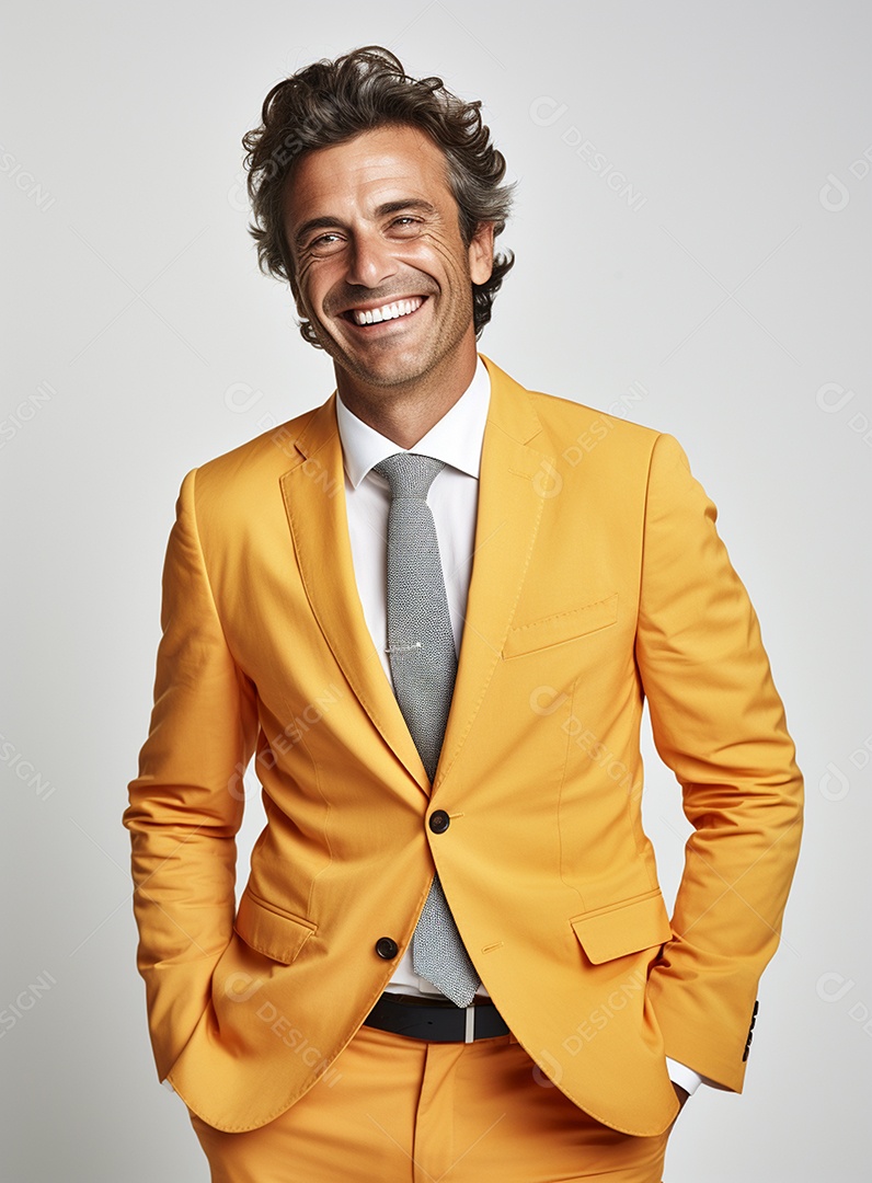 Homem de negócios feliz e usando terno