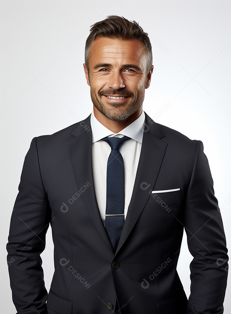 Homem de negócios feliz e usando terno