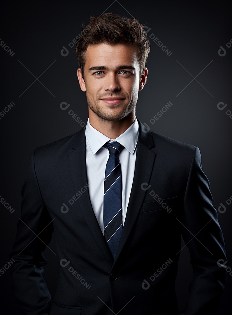 Homem de negócios feliz e usando terno