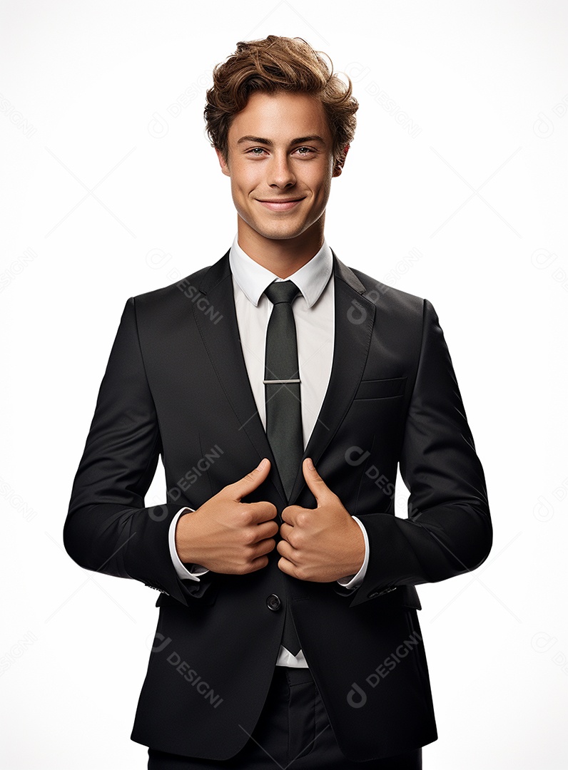 Homem de negócios feliz e usando terno