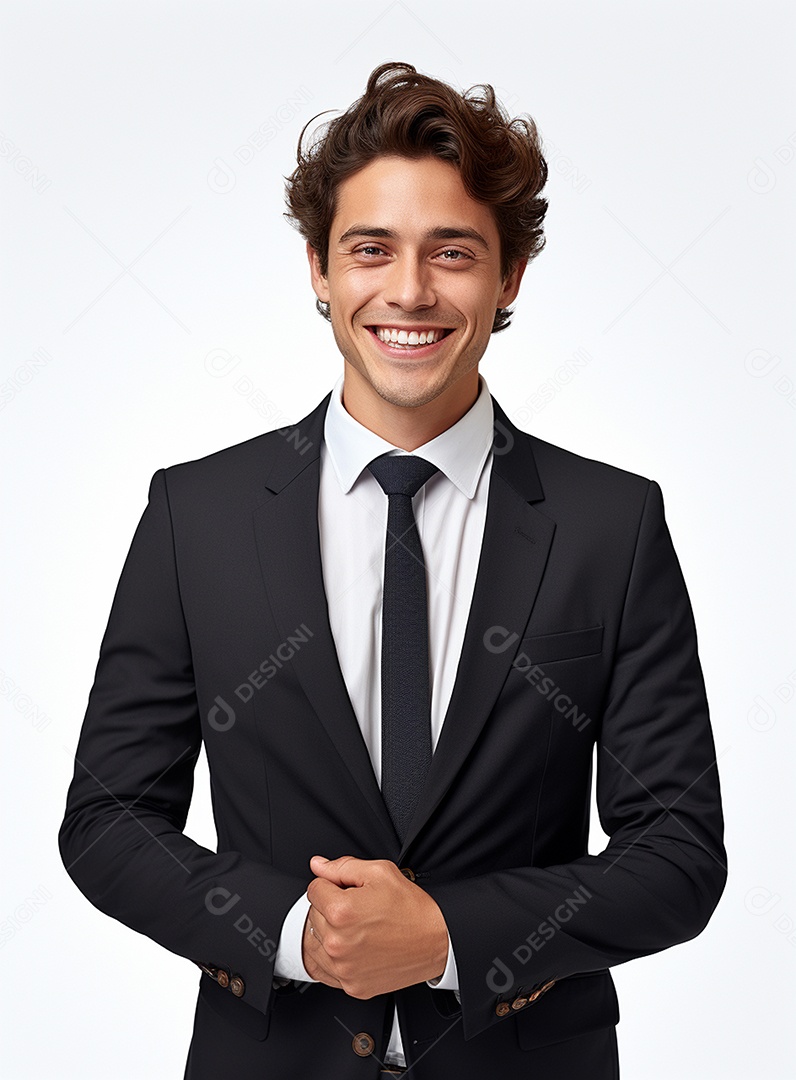 Homem de negócios feliz e usando terno