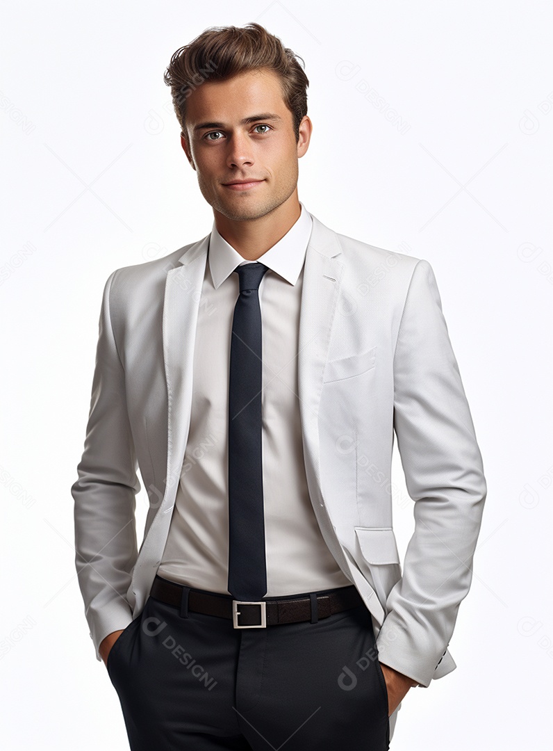 Homem de negócios feliz e usando terno