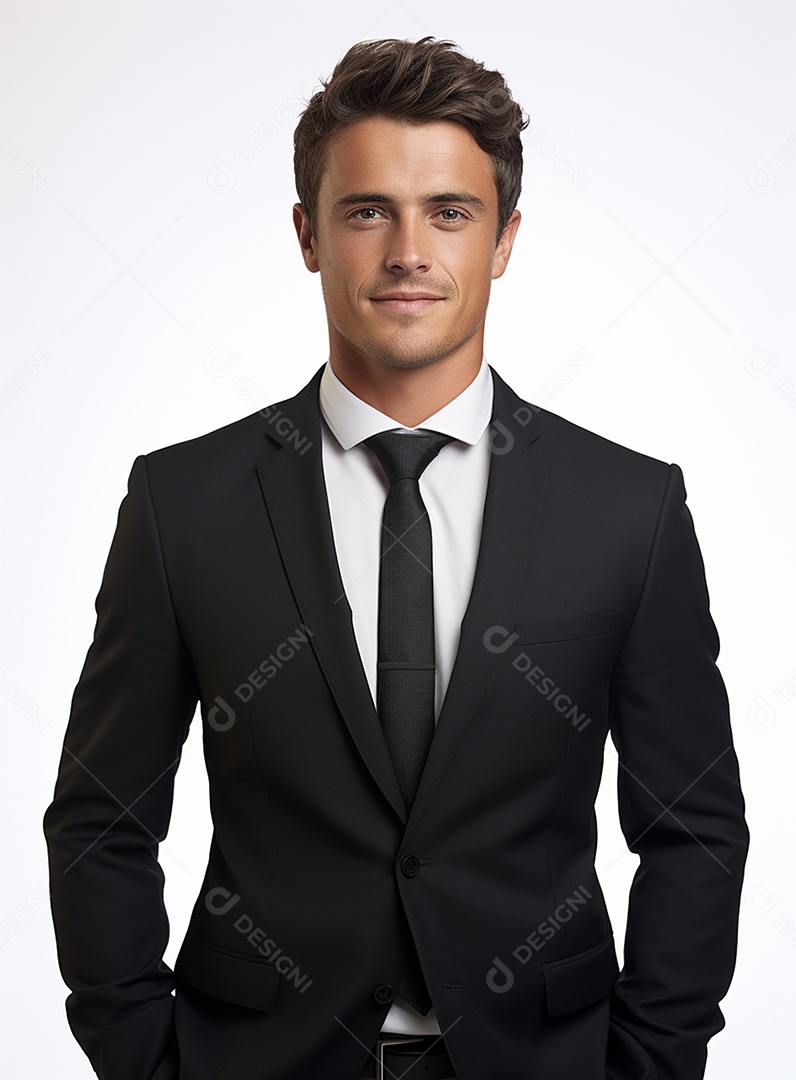 Homem de negócios feliz e usando terno