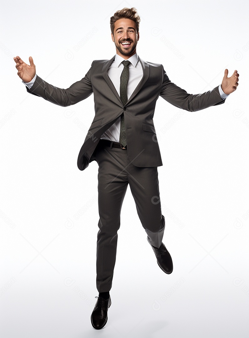 Empresário animado por causa de conquistas nos negócios