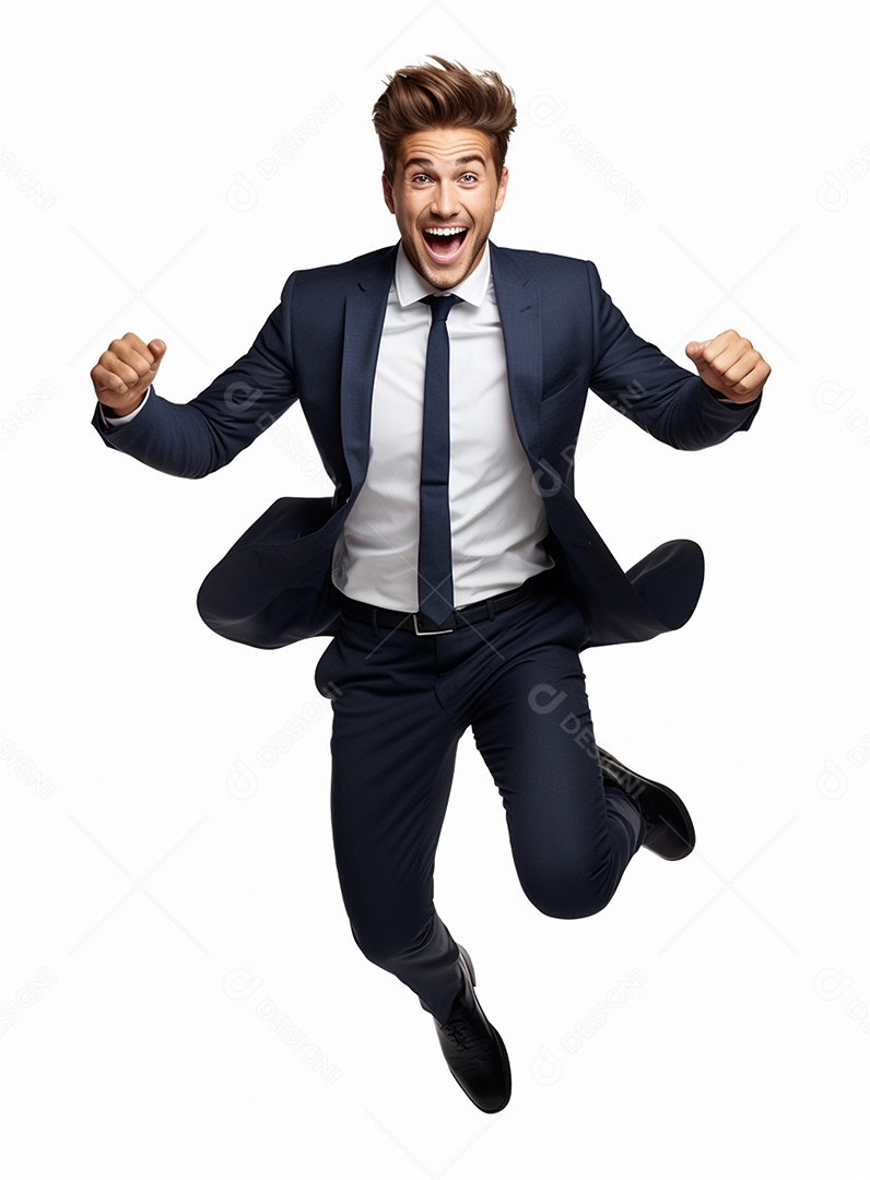 Empresário animado por causa de conquistas nos negócios