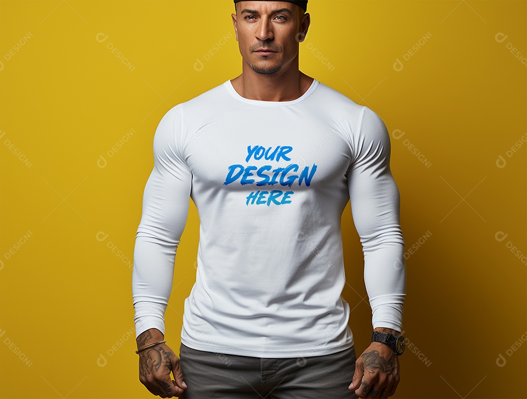 Mockup Camiseta Manga Longa PSD Editável