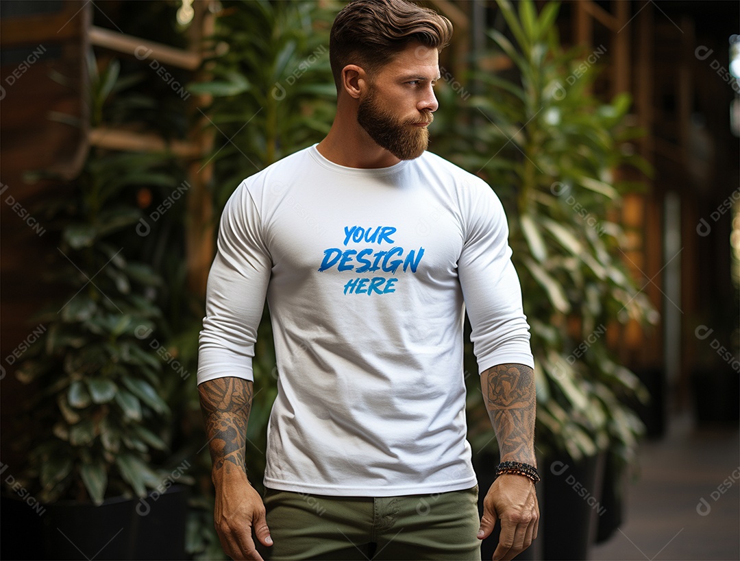 Mockup Camiseta Manga Longa PSD Editável