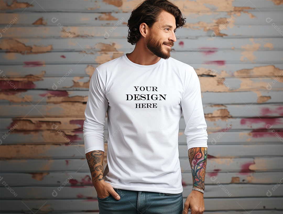 Mockup Camiseta Manga Longa PSD Editável