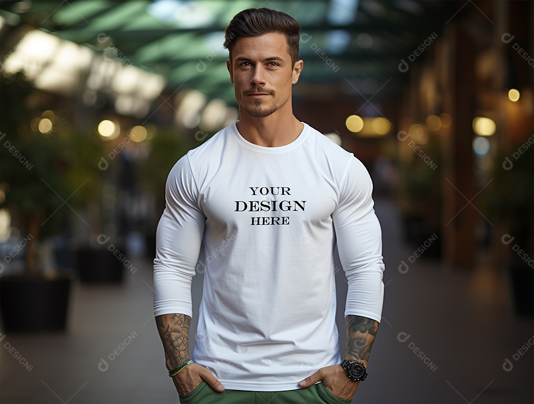 Mockup Camiseta Manga Longa PSD Editável