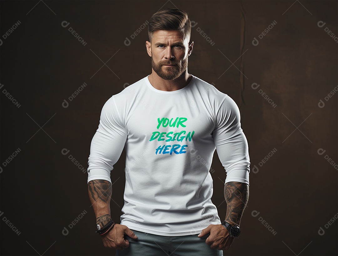 Mockup Camiseta Manga Longa PSD Editável