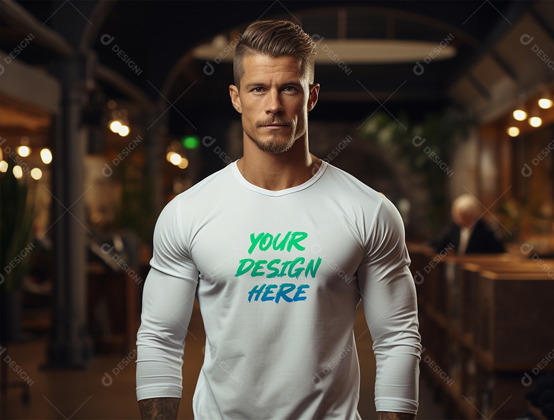 Mockup Camiseta Manga Longa PSD Editável