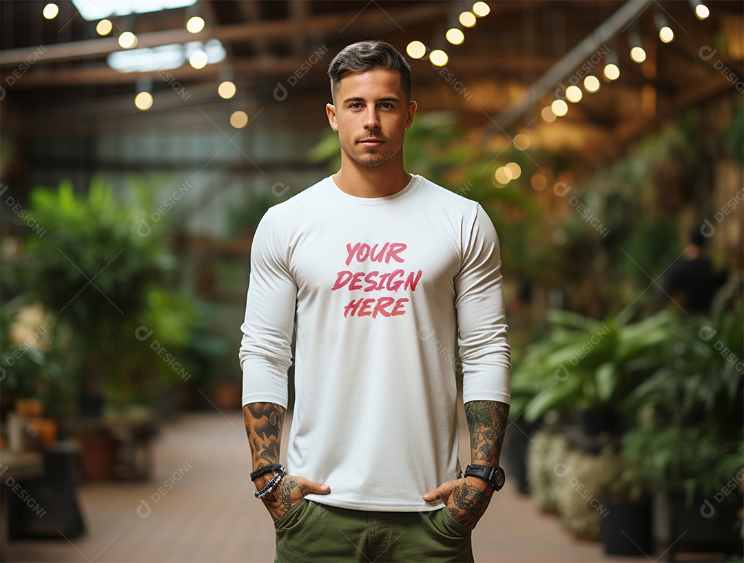 Mockup Camiseta Manga Longa PSD Editável