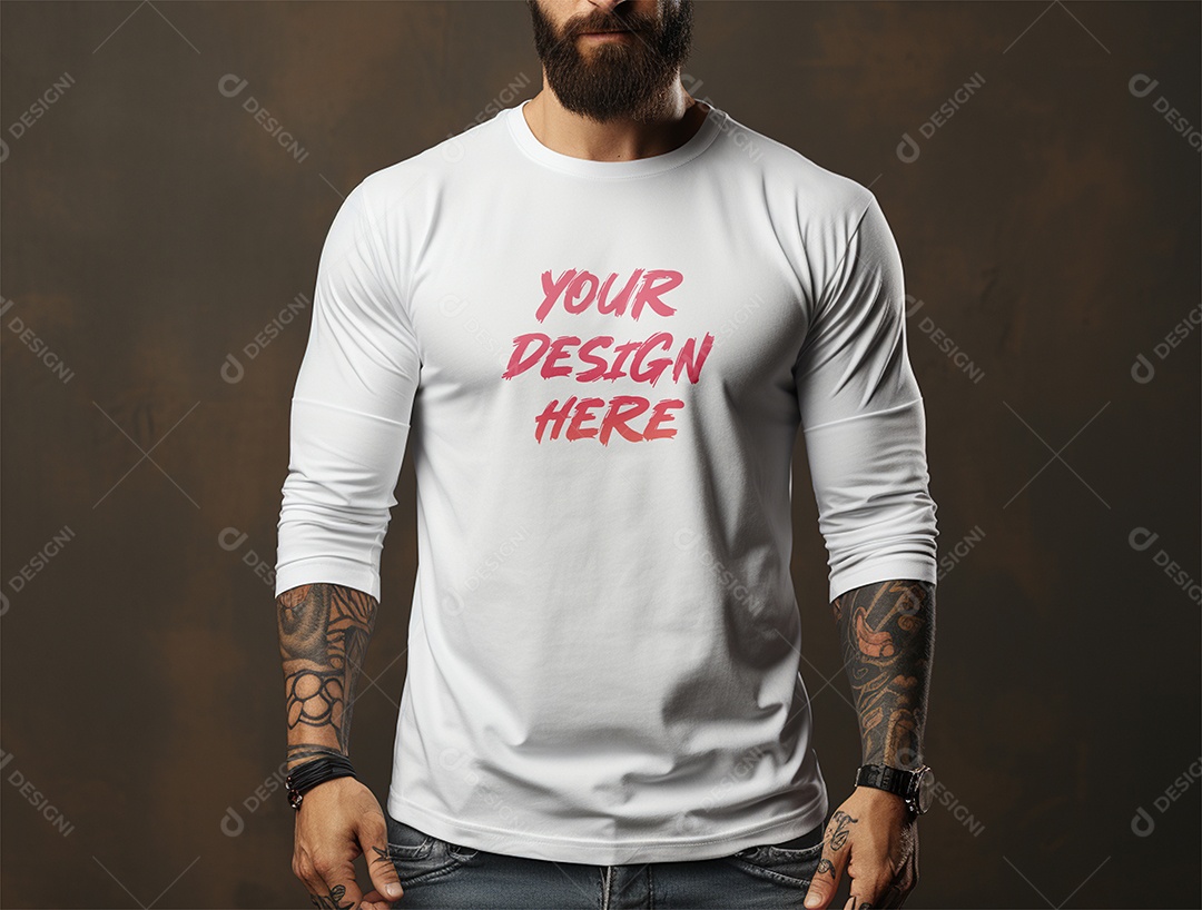 Mockup Camiseta Manga Longa PSD Editável