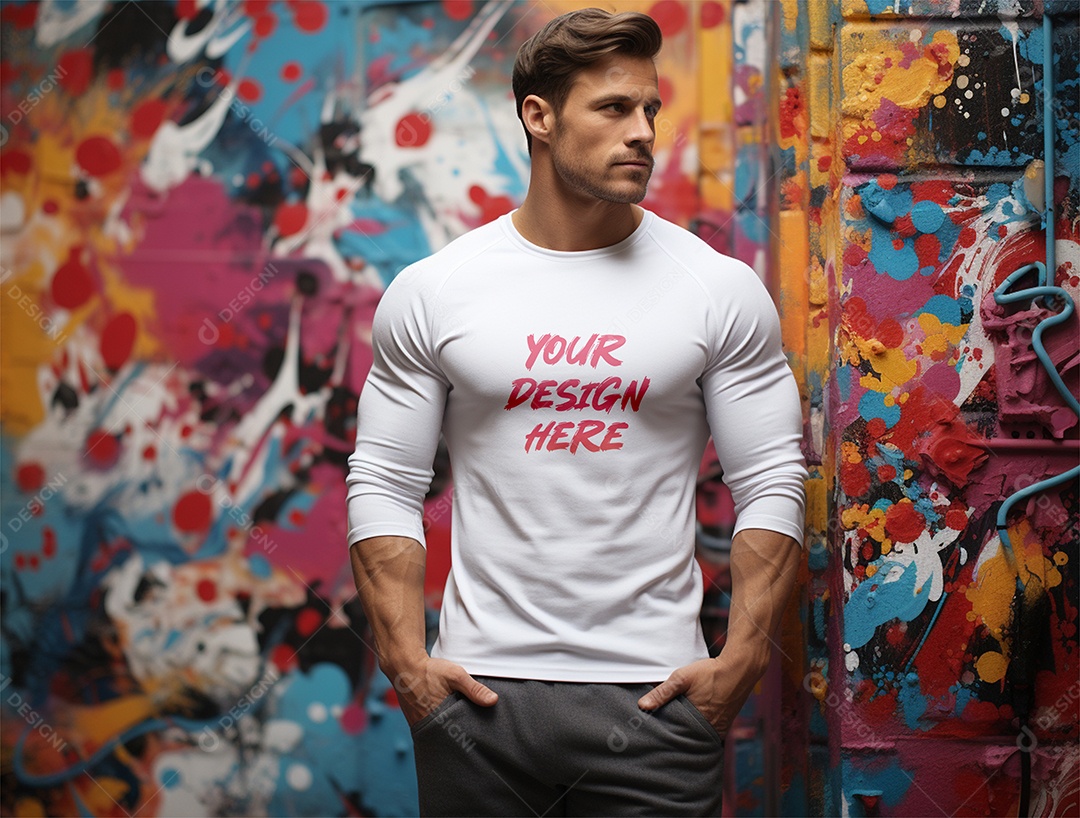 Mockup Camiseta Manga Longa PSD Editável