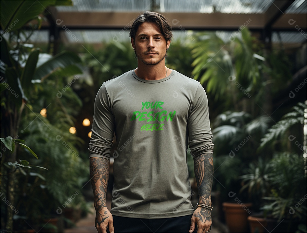 Mockup Camiseta Manga Longa PSD Editável