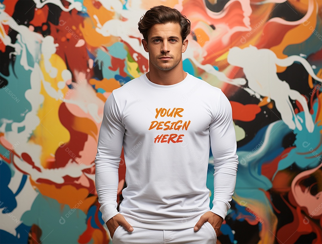 Mockup Camiseta Manga Longa PSD Editável