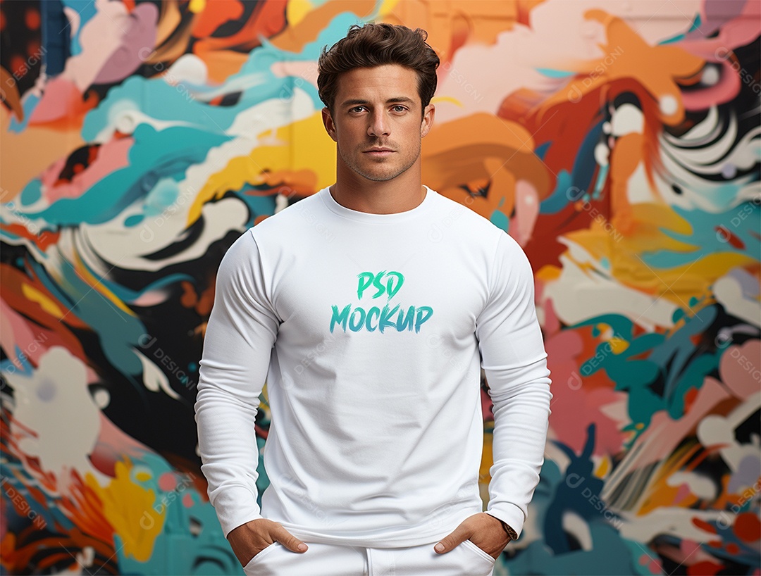 Mockup Camiseta Manga Longa PSD Editável