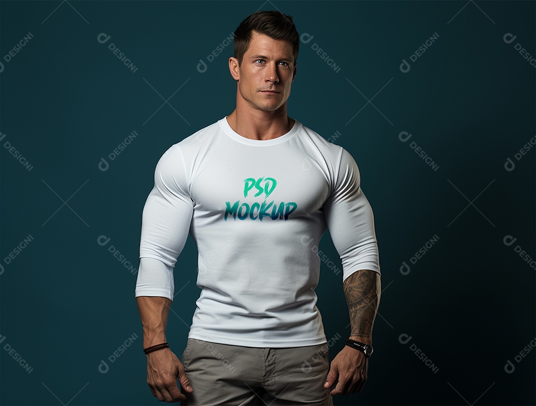 Mockup Camiseta Manga Longa PSD Editável