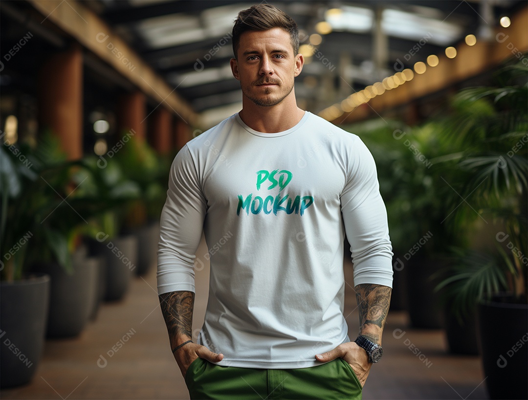 Mockup Camiseta Manga Longa PSD Editável