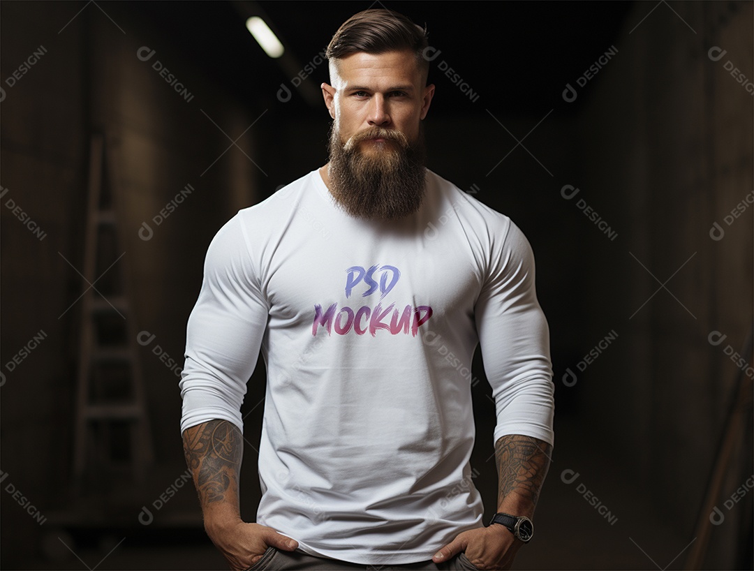 Mockup Camiseta Manga Longa PSD Editável