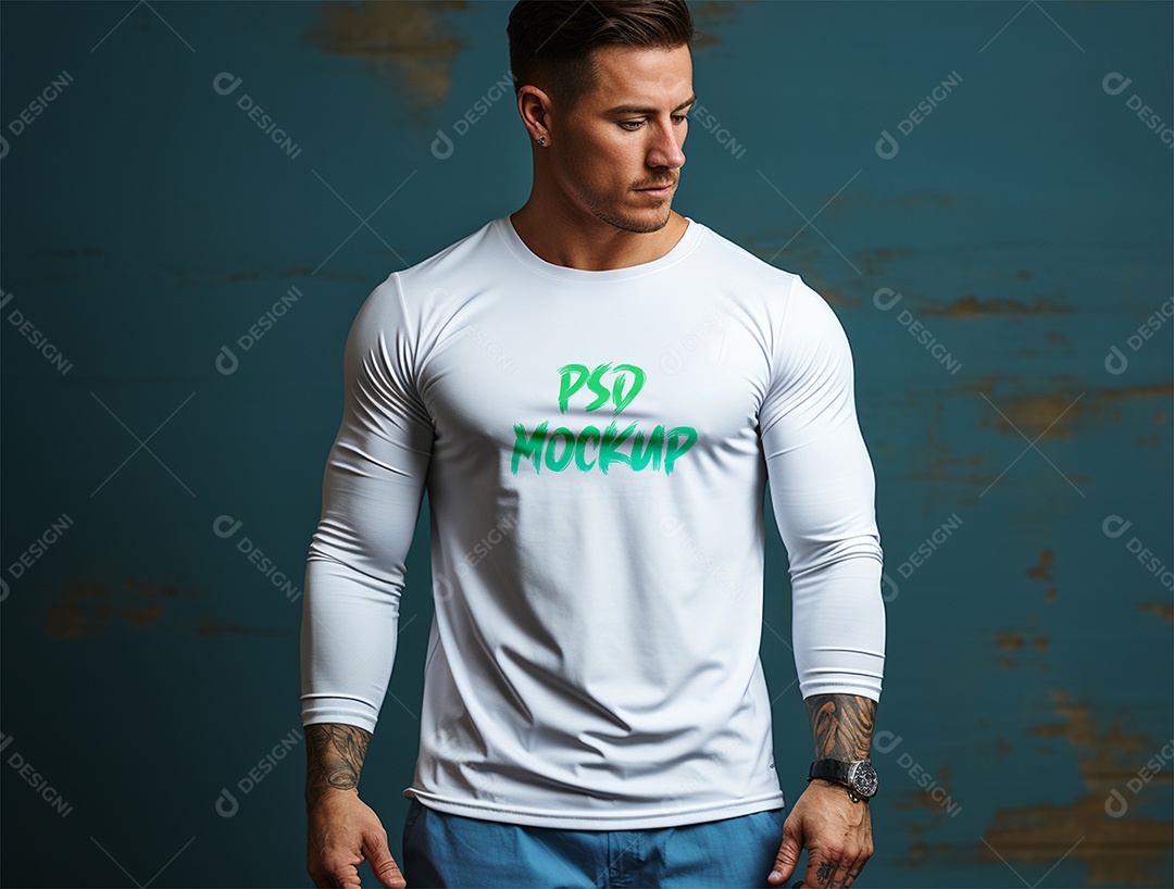 Mockup Camiseta Manga Longa PSD Editável