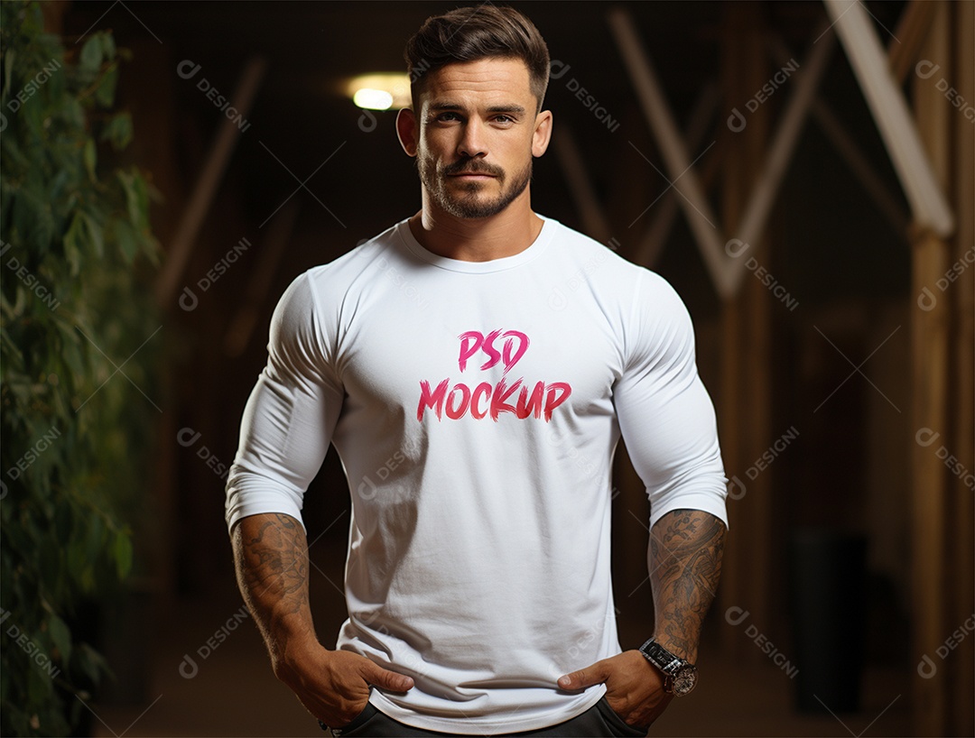Mockup Camiseta Manga Longa PSD Editável