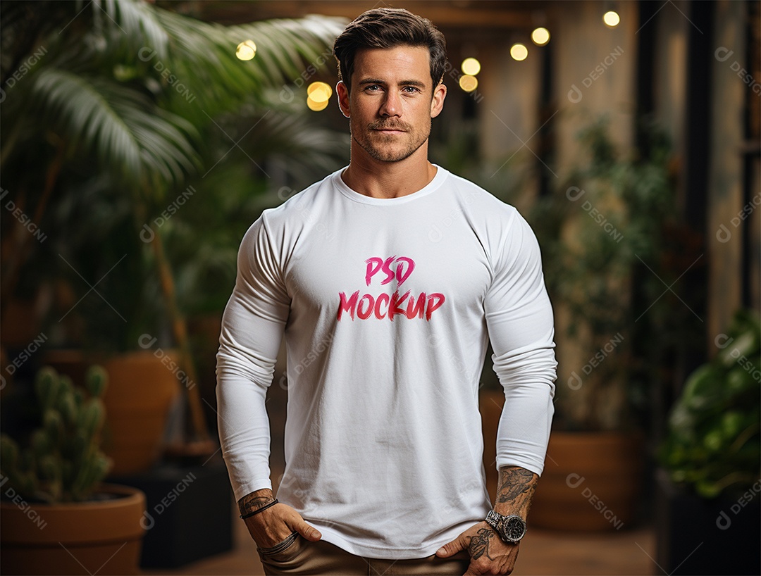 Mockup Camiseta Manga Longa PSD Editável