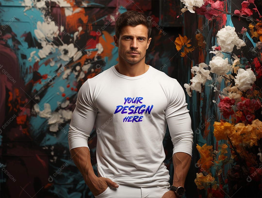 Mockup Camiseta Manga Longa PSD Editável