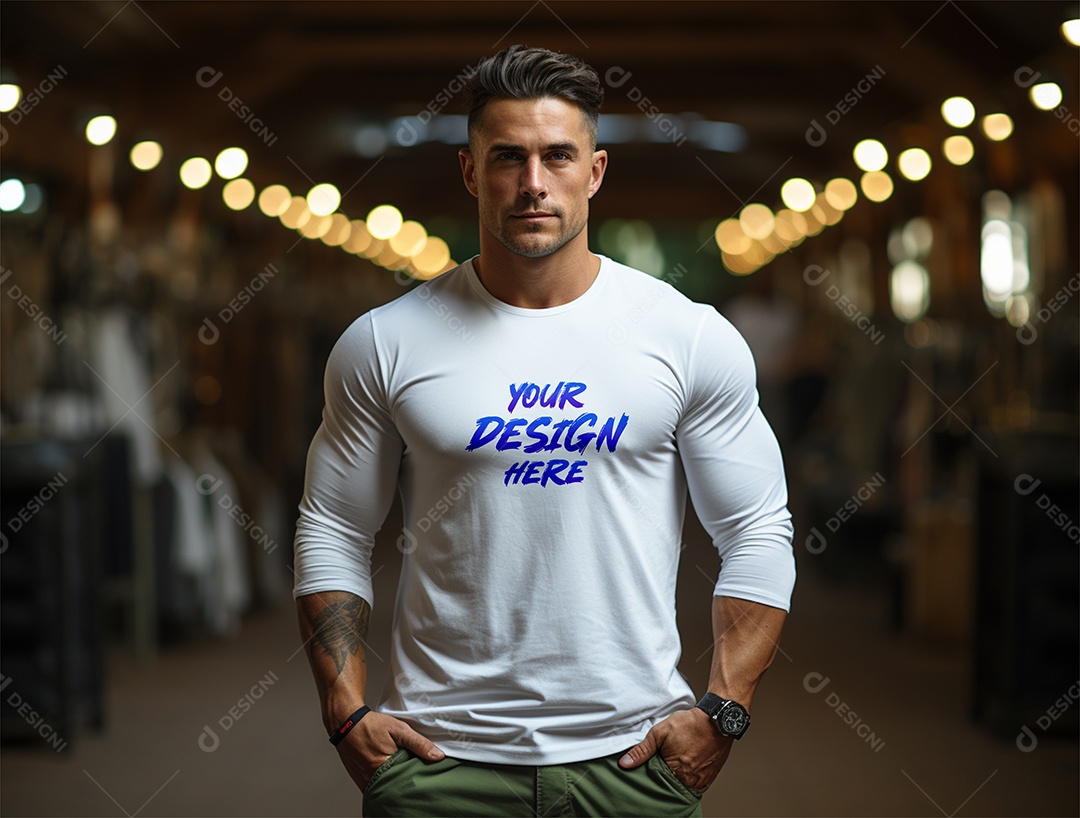 Mockup Camiseta Manga Longa PSD Editável