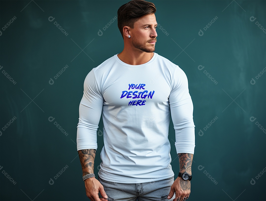 Mockup Camiseta Manga Longa PSD Editável