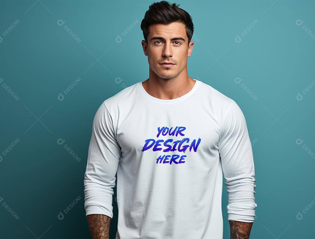 Mockup Camiseta Manga Longa PSD Editável