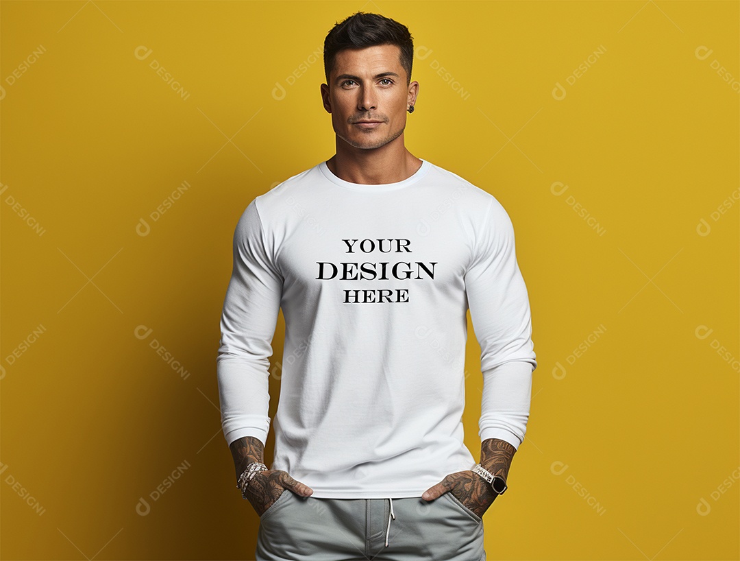 Mockup Camiseta Manga Longa PSD Editável