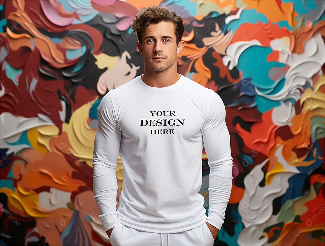 Mockup Camiseta Manga Longa PSD Editável