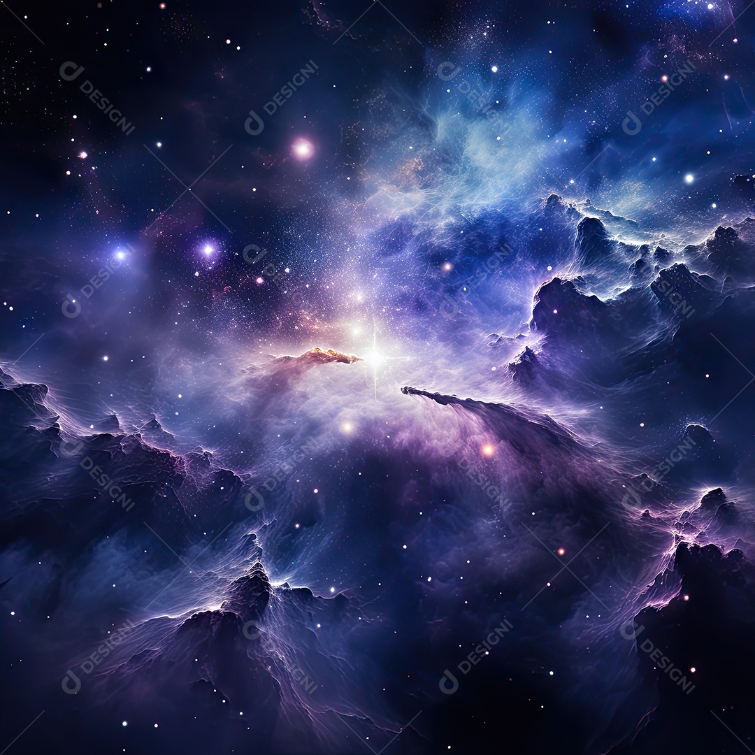 Plano de fundo da Via Láctea cósmica com nebulosa poeira estelar IA generativa