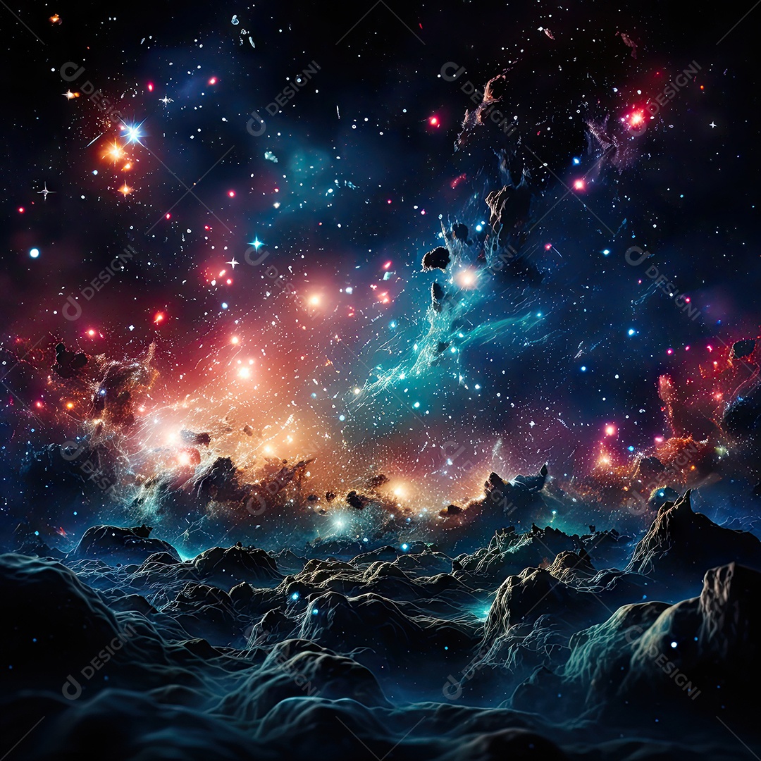 Plano de fundo da Via Láctea cósmica com nebulosa poeira estelar IA generativa