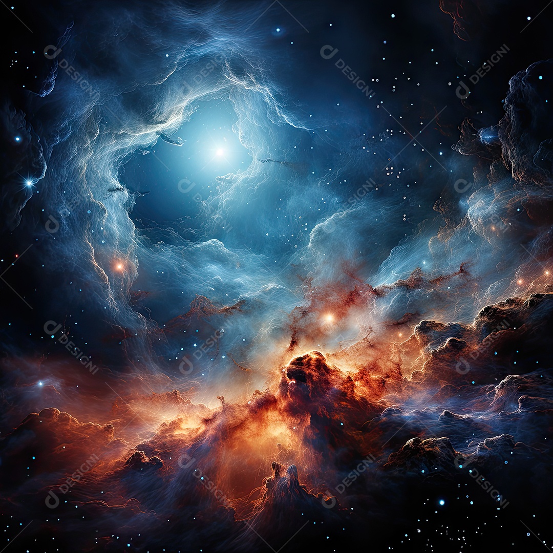 Plano de fundo da Via Láctea cósmica com nebulosa poeira estelar IA generativa