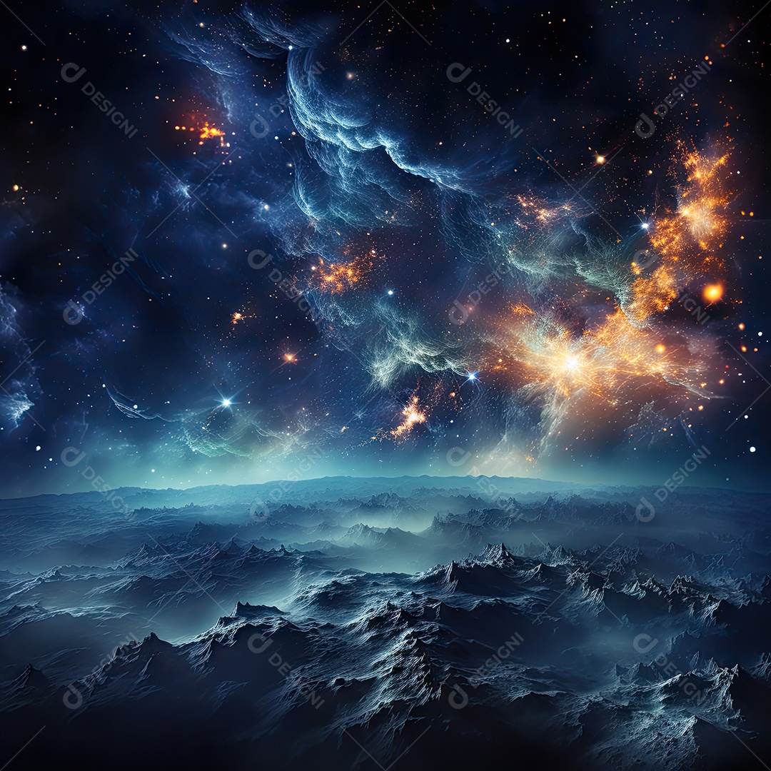 Plano de fundo da Via Láctea cósmica com nebulosa poeira estelar IA generativa