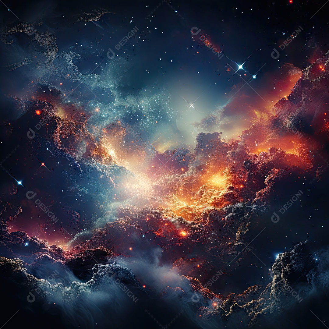 Plano de fundo da Via Láctea cósmica com nebulosa poeira estelar IA generativa