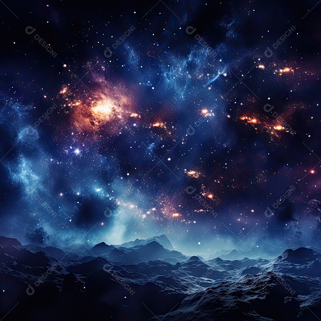 Plano de fundo da Via Láctea cósmica com nebulosa poeira estelar IA generativa