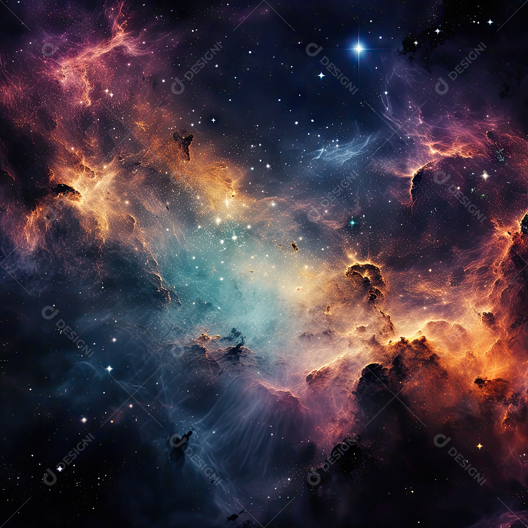 Plano de fundo da Via Láctea cósmica com nebulosa poeira estelar IA generativa
