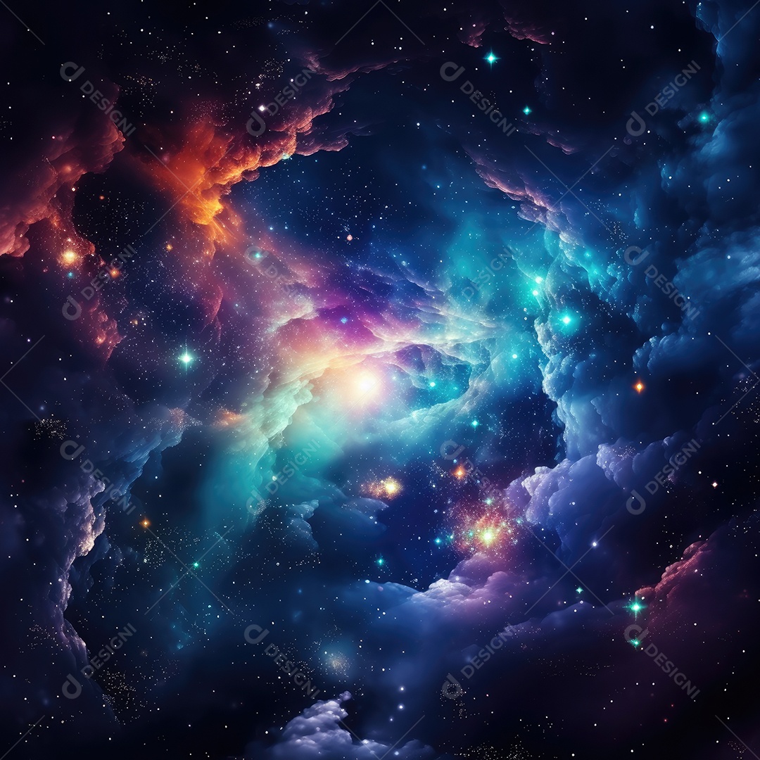 Plano de fundo da Via Láctea cósmica com nebulosa poeira estelar IA generativa
