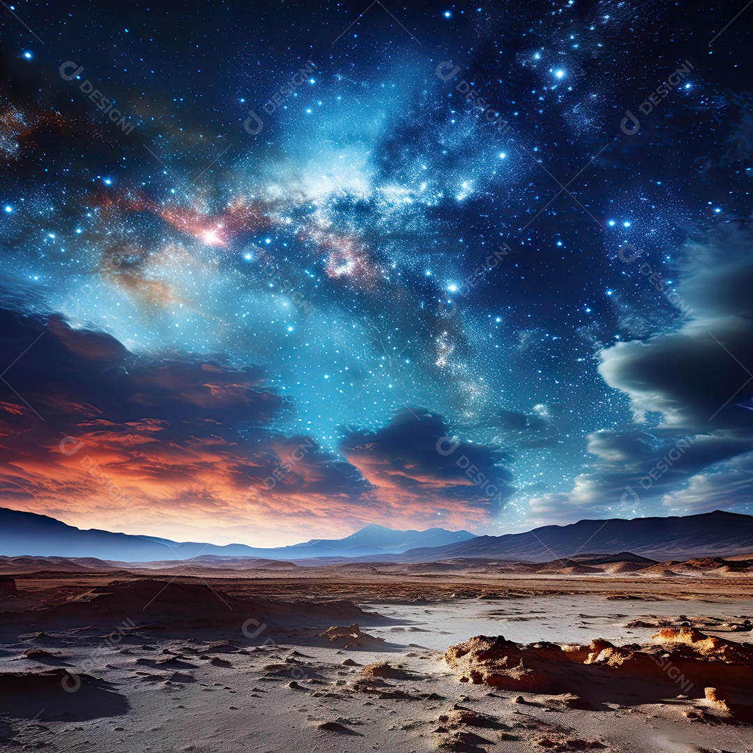 Plano de fundo da Via Láctea cósmica com nebulosa poeira estelar IA generativa